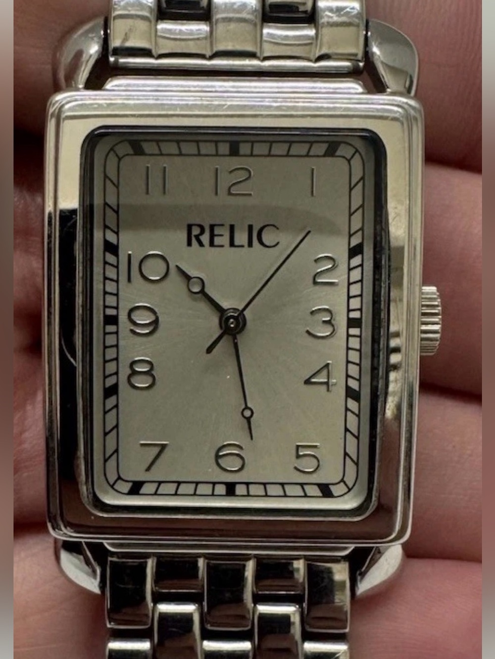 Relic by Fossil Womens Rectangular Watch Silver Tone ST. STEEL  ZR77092340508